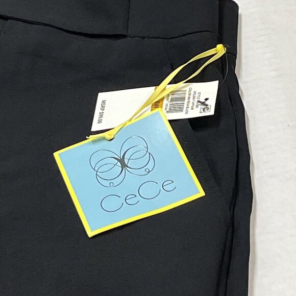 CeCe Pants Womens 16W Black Wide Legs Crepe Flowy Trouser Belted‎ Cocktail Party - Picture 4 of 11